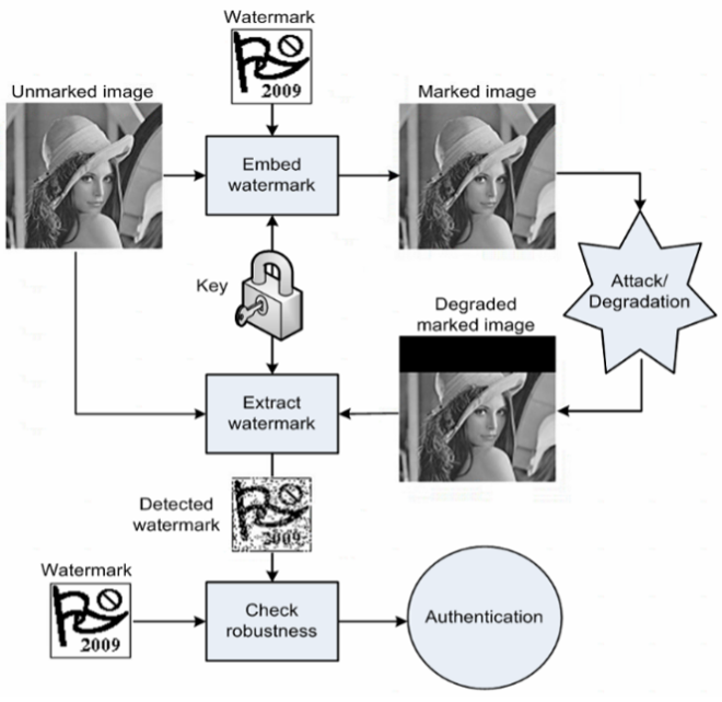 Figure 5: (Traditional) Digital Watermarking Flowchart