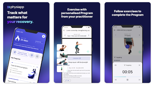 ภาพที่ 3 แอปพลิเคชั่นออกกำลังกาย PhysiApp